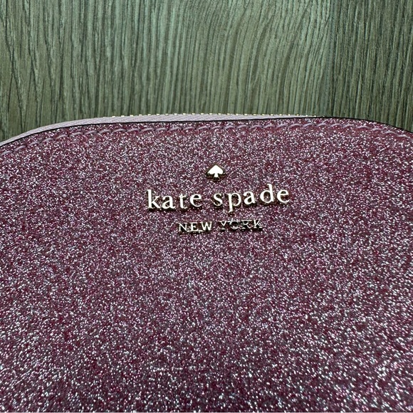 🆕 Kate Spade Pink Glitter Small Dome Make Up Cosmetic Pouch Bag - Picture 5 of 7